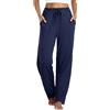 Vlazom Pantaloni del Pigiama Donna Modale Lungo Pantaloni da Notte con Tasche Pantalone Lunghi Morbidi，Blu Navy，XL