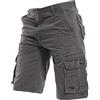 Generico Bermuda Uomo Cargo Sportivi Vita Elasticizzato Shorts Estivi Traspirante Leggeri Slim Fit Pantaloni Corti Lavoro Tinta Unita Bermuda Multi-Tasche Classico Trekking Pantaloncini Con Tasche Laterali