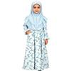 POIUIYQA 2 Pezzi Hijab Abaya per Bambini Ragazze Musulmane Preghiera Floreale Vestito Foulard Bambini Eid Party Robe Dubai Khimar Set