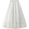 Jemsia Gonna da donna in tulle midi con volant gonna a più livelli elegante elastica a vita alta sottoveste a rete tutù lungo gonne fluide per ballo di fine anno ritorno a casa festa di compleanno,