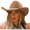 DRESHOW Cappello da Cowboy Donna e Uomo Cappelli Western da Cowboy e Cowgirl a Tesa Larga con Scintillante Strass Cappelli Fedora in Feltro Arrotolati Unisex