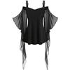 TICIFEN Camicia da donna per Halloween, stile steampunk, stile vittoriano, con peplo e spalle scoperte, stile gotico, da strega, nero, M