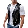 YOSUWOAI Gilet da uomo in pelle da motociclista, gilet in pelle, colore nero, sexy, da motociclista, senza armello, buffer da jogging, slim fit, gilet da motociclista