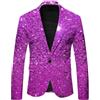 RUMAOZIA - Giacca da uomo in paillettes a maniche lunghe, blazer slim fit, giacca da uomo in oro, giacca da festa, giacca da carnevale, costume scintillante, giacca da cerimonia, mantello festivo