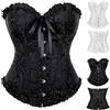 Shyllin Corsetto per Donne, Corpetto Top in Pizzo, Sexy Burlesque Overbust Corsetti Bustino Vintage Gotico Nero,Halloween Carnevale Natale balli feste (IT, Testo, XL, Regular, Regular, Black)