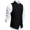 RUMAOZIA Gilet da uomo western Gilet da uomo con scollo a V, senza maniche, Slim Fit, gilet da lavoro, elegante, gilet da uomo con abbottonatura irregolare, elegante gilet da uomo, O nero., S