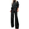 Dazzerake Pantalone da Sera Cocktail per Donna Chic Pantalone Paillettes Gamba di Elefante Vita Alta Brillante Chic Vintage Danza Ballo, Nero C, S
