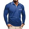 PRIVIMIX Polo Uomo Maniche Lunghe Tshirt Golf Magliette Collo a V Maglia con Tasca M-3XL