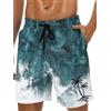 MARZXIN Costume da bagno da uomo, ad asciugatura rapida, con fodera in rete, pantaloncini lunghi da spiaggia, traspiranti, per ragazzi e beach volley, surf, S-3XL, Blu profondo mare palme, 3XL
