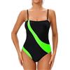 meioro Donne One Piece Costume da Bagno, Costume Intero Donna di Controllo della Pancia, Sport Scoopback Costume Interi Donna Piscina con Coppe di Schiuma Rimovibili Swimsuit (Nero e Verde, L)