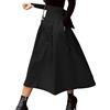 SHINROAD Gonna ombrello donna Gonna Midi Colore Tinta unita Fiocco Primavera Estate Dolce Gonna Slim-fitting per uso quotidiano Nero L