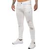 989Zé ENZO Jeans Strappato Uomo Pantaloni Stretch Slim Fit Denim Elastico Casual EZ383 Bianco 32W / 34L