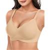 ZAAYO Reggiseno da donna con coppe piene senza ferretto, reggiseno senza cuciture, scollo a V, taglio ondulato, imbottito, reggiseno push up, senza ferretto, con ulteriore estensione del reggiseno
