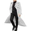 YIzdegg Uomo sottile elegante trench doppio petto manica lunga solida giacca lunga con cintura per lavoro e vacanza giacca allenamento pioggia uomo, Z1 bianco., M