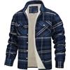 ofeirhz Camicia da uomo in cotone scozzese foderato in pile Sherpa camicie di flanella caldo inverno spesso cappotto da lavoro giacca con bottoni con 3 tasche giacca da boscaiolo imbottita a maniche lunghe