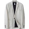 GIBZ Blazer Uomo Casual Lino Tempo Libero Leggera Giacca Giacche da Abito Primavera Estate Revers a Righe con Un Bottone Beige
