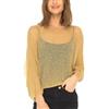 SHU-SHI, donne - Camicetta velata Top lavorato a maglia leggero maglione coprispalle poncho oro nudo