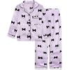 JiAmy Pigiama da bambina a maniche lunghe, set estivo per bambini, in raso, 2 pezzi, con bottoni, per adolescenti, biancheria da notte con stampa, età 8-12, viola., 11-12 Jahre