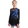 YiZYiF Abito da Pattinaggio Artistico per Bambine Vestito da Balletto Pattinato a Manica Lunga Abito da Ballo Leotard Body da Ginnastica Dancewear 5-16 Anni