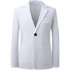 YFFUSHI Blazer da Uomo in Lino Giacca Sportiva Leggera con 1 Bottone Giacche da Abito Casual in Tinta Unita Primavera Estate, Bianco, M