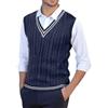 Fulidngzg Maglione Uomo Invernale in Lana Senza Maniche con Collo a V Gilet in Maglia Maglioncino Cotone Casual Pullover Primaverile Leggero Sottogiacca Cashmere Elegante per Case Lavoro,Blu Scuro,L
