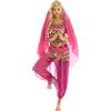 Freebily Vestito Danza del Ventre Donna Schiena Scoperta Danza Orientale Completo Costume Carnevale Donna Principessa Araba Belly Dance Cosplay Halloween Rosa Rosso Taglia Unica