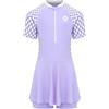 Lejafay Costume da Bagno A Maniche Corte con Protezione UV per Bambine Costume da Bagno con Gonna per Surf Nuoto Anni Viola 14-15 Anni