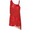 YEAHDOR Vestito Latino Americano Bambina con Paillettes Frange Body da Ginnastica Artistica Leotards da Balletto Ballerina Abito da Jazz Samba Rumba Dancewear Rosso 13-14 Anni