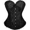 VONMELLI - Corsetto da donna, in pizzo, con ossature, push-up, bustino gotico, corsetto intimo, top, Nero , S