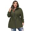 Hanna Nikole Giacca Antipioggia da Donna di Grandi Dimensioni Giacca da Transizione Giacca da Esterno con Cappuccio Verde Militare 58