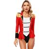 CHICTRY Domatrice Circo Donna Costume Carnevale Cosplay Festa di Halloween Vestito Fotografia Puntelli Tuta da Balletto Danza Body Manica Lunga Ginnastica Rosso S