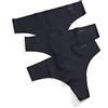 DKNY Litewear Cut Anywhere - Confezione da 3 Paia di Tanga, Colore: Nero, Nero, Large