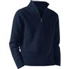 Generic Maglia da uomo con mezza cerniera - Maglione lavorato a maglia con cerniera a tre quarti, colletto dritto e maniche lunghe, maglione leggero e morbido per l'inverno a vestibilità aderente con mezza