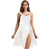 Freebily Vestito da Ballo Donna Body da Danza Senza Manica Latino Americano Leotards Abito da Pattinaggio Artistico Vestito Danza Classica Ballerina Jazz Samba Rumba Salsa Moderna Bianco S