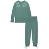 YAMAMAY - Pigiama Aperto Lungo, Donna, Verde Salvia