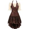 Hengzhifeng Corsetto Steampunk Pelle Bustino Corsetti Costumi Carnevale Donna Pirata (EUR 32-34,Nero)