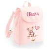 Caribu design Zainetto Bambino Bambina 100% Cotone Organico Personalizzato con Nome - Zaino Piccolo da Bimbo - Cartella Personalizzabile per Scuola Asilo Materna Sport Gite Viaggi 22x30x12 cm (Rosa)