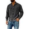 Genérico Camicia in jeans da uomo a maniche lunghe, vintage, casual, in denim, oversize, elegante e retrò, Nero , L