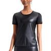 FEOYA Top da donna in poliuretano effetto bagnato, maglietta in finta pelle canottiera a collo alto senza maniche, canottiera da ballo per feste, abbigliamento da discoteca, maglietta nera, A1, M