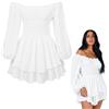 Montrestar Abito Balze Gonfie, Taglia L Chiffon Abito con Spalle Scoperte E Pantaloncini Integrati, Gonna Balze con Maniche Sbuffo Lunghe, Costume Pirata Donna, Vestito Estivo Senza Spalline