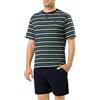 El Búho Nocturno Pigiama Uomo Corto Estivo Cotone Maglia a Righe Pigiama Intero Uomo, 100% Cotone, Verde 3080, L
