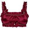 Satini Bralette Sissy Spalline a Volant, Rosso Vino, L