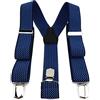 TigerTie Bretelle unisex a Y con 3 clip molto robuste, a quadretti, lavorazione di alta qualità, da 35 mm di larghezza, blu scuro., bis zu einer Körpergröße von 2 m