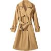 Tuopuda Trenchcoat Donna Giacca Primaverile Autunnale Cappotto Classico Doppiopetto Lungo Parka Windbreaker Giacche con Tasche, kaki scuro, S