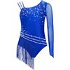 Freebily Body da Pattinaggio Artistico Bambina con Nappe Strass Body Danza Classica Ginnastica Artistica Monospalla Balletto Leotards Abito da Allenamento Yoga Dancewear Blu 15-16 anni