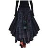 Generic Gonne maxi a quadri da donna, rinascimentali, in tartan, con cintura regolabile, a strati irregolari, vintage, a vita alta, a trapezio, con elastico, lunga, taglia plus da S a 5XL, Verde, 3XL