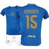 Generico Kit Maglia Italia Calcio pio Esposito 15 e Pantaloncino, Blu con Stampe in Oro, Replica Maglietta Nazionale Italiana, Taglie da Bambino
