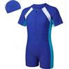 FILOWA Costume Piscina Razazzo Maniche Corte Costume Intero, 11-12 Anni,Blu