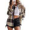 HVEPUO Camicia Donna Flanella Giacca A Quadri Camicie Lunghe Cappotto Scozzese Scacchi Shacket