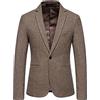 IQYU Blazer da uomo a quadretti, blazer da uomo con un bottone, taglio sottile con tasche, giacca slim fit, maglione da uomo, giacca leggera